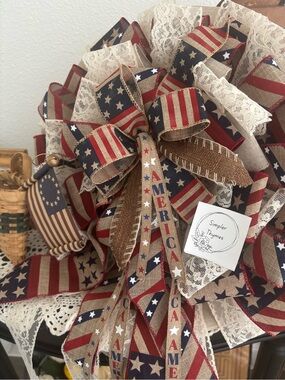 Rustic Farm Americana LaborDay Wreath Old Glory Multiseasonal Custom Final Sal